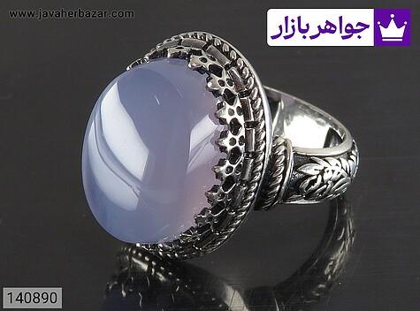 انگشتر نقره عقیق یمنی کبود مردانه - 140890