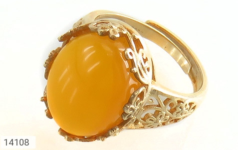 انگشتر نقره عقیق زرد طرح پرنسسی زنانه فری سایز - 14108