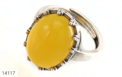 انگشتر نقره عقیق زرد درشت طرح نازگل زنانه فری سایز - 14117