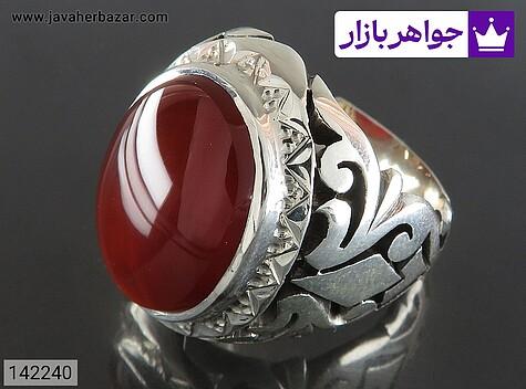 انگشتر نقره عقیق یمنی طرح سلطان مردانه دست ساز - 142240