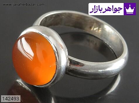 انگشتر نقره عقیق یمنی نارنجی پرتقالی خوش رنگ دست ساز - 142493