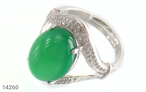 انگشتر نقره عقیق سبز طرح ماهرخ زنانه فری سایز - 14260