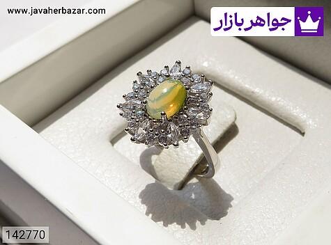 انگشتر نقره اپال اتیوپی طرح خورشید زنانه - 142770