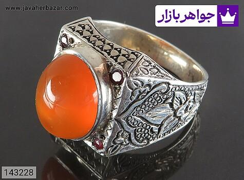 انگشتر عقیق یمنی نارنجی مردانه انگشتر نقره عقیق یمنی نارنجی پرتقالی مردانه دست ساز - 143228