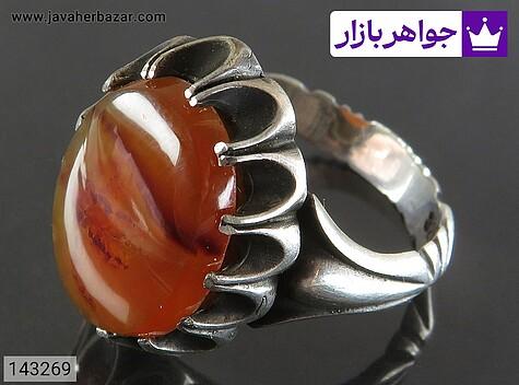 انگشتر عقیق یمنی نارنجی مردانه انگشتر نقره عقیق یمنی نارنجی خوش نقش مردانه - 143269
