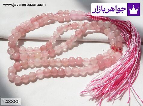 تسبیح جید صورتی 101 دانه تسبیح جید صورتی تراش دار یک کار جدید و زیبا - 143380