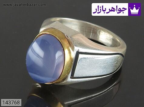 انگشتر عقیق یمنی مردانه انگشتر نقره عقیق یمنی کبود مردانه دست ساز تاج برنجی - 143768