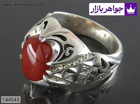 انگشتر عقیق یمنی قرمز مردانه انگشتر نقره عقیق یمنی قرمز لوکس مردانه دست ساز - 144043