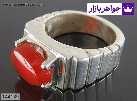 انگشتر نقره عقیق یمنی قرمز خوش رنگ مردانه دست ساز - 144189