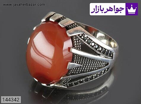 انگشتر عقیق یمنی مردانه انگشتر نقره عقیق یمنی زیبا مردانه میکروستینگ - 144342