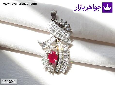 مدال نقره یاقوت قرمز مجلسی جواهری زنانه - 144524