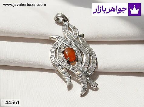 مدال عقیق یمنی نارنجی زنانه گردنبند نقره عقیق یمنی نارنجی جذاب زنانه - 144561
