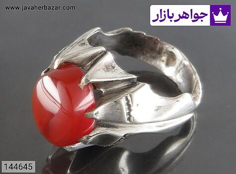 انگشتر عقیق یمنی قرمز مردانه انگشتر نقره عقیق یمنی قرمز دورچنگ لوکس مردانه - 144645