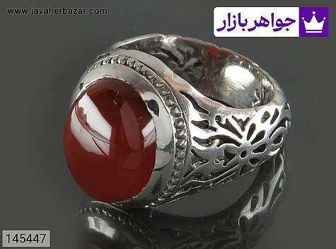 انگشتر عقیق یمنی مردانه انگشتر نقره عقیق یمنی خوشرنگ مردانه دست ساز - 145447