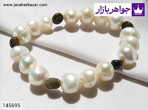 دستبند سنگی مروارید و جاسپر زنانه دستبند سنگی مروارید و جاسپر طرح نگار زنانه - 145695