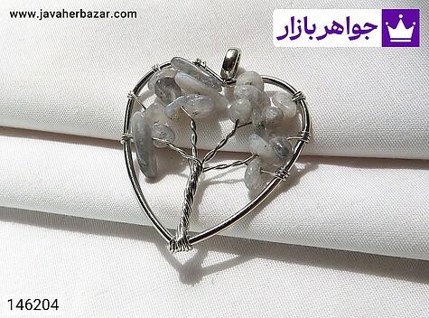 گردنبند لابرادوریت سفید مدال لابرادوریت طرح درخت زندگی - 146204