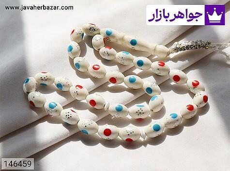 تسبیح استخوان شتر با تزیین مرجان و فیروزه سنتاتیک 33 دانه - 146459