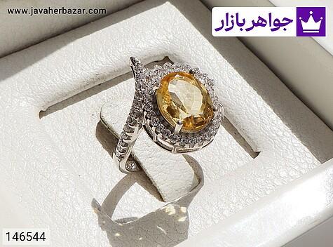 انگشتر سیترین زنانه انگشتر نقره سیترین طرح خورشید زنانه - 146544