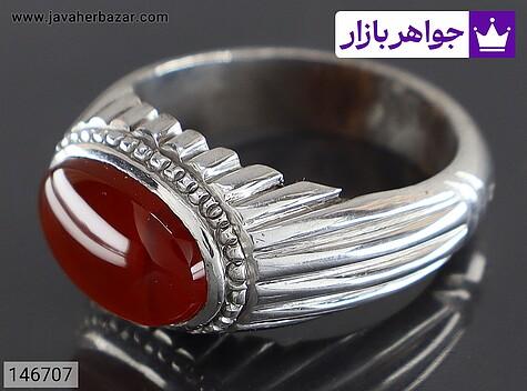 انگشتر نقره عقیق یمنی قرمز بی نظیر مردانه دست ساز - 146707
