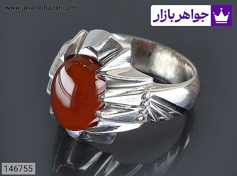 انگشتر نقره عقیق یمنی قرمز دور چنگ مردانه - 146755