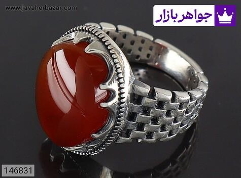 انگشتر عقیق یمنی قرمز مردانه انگشتر نقره عقیق یمنی قرمز رکاب طرح رولکسی مردانه - 146831