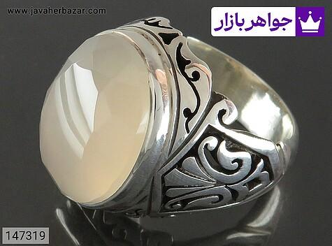 انگشتر عقیق یمنی مردانه انگشتر نقره عقیق یمنی شیری الماس تراش مردانه دست ساز - 147319
