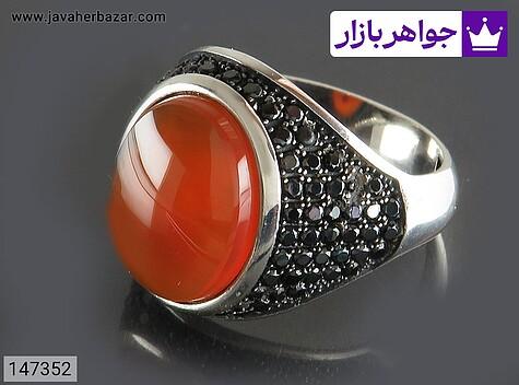 انگشتر عقیق یمنی نارنجی مردانه انگشتر نقره عقیق یمنی نارنجی جذاب مردانه میکروستینگ - 147352