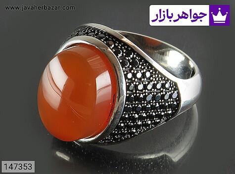 انگشتر عقیق یمنی نارنجی مردانه انگشتر نقره عقیق یمنی نارنجی خوشرنگ مردانه میکروستینگ - 147353