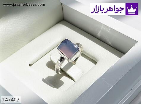 انگشتر نقره عقیق یمنی کبود زنانه به همراه حرز امام جواد - 147407