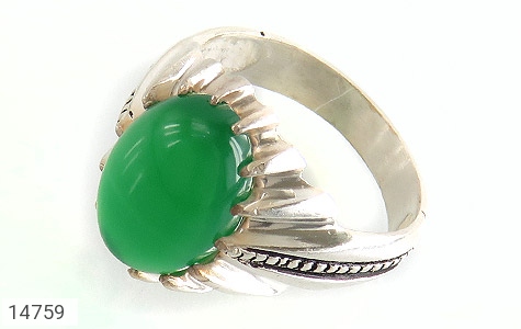 انگشتر نقره عقیق سبز طرح حافظ مردانه - 14759