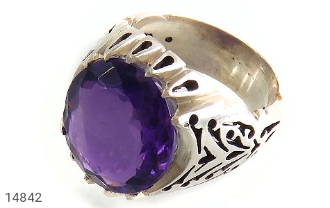 انگشتر نقره آمتیست درشت سلطنتی خوش رنگ مردانه دست ساز - 14842