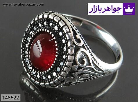 انگشتر نقره عقیق قرمز تا سایز 60 بچه گانه میکروستینگ - 148522