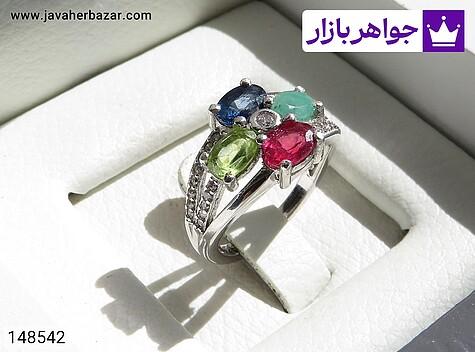 انگشتر یاقوت و زبرجد زنانه انگشتر نقره یاقوت و زبرجد طرح انوشه زنانه - 148542
