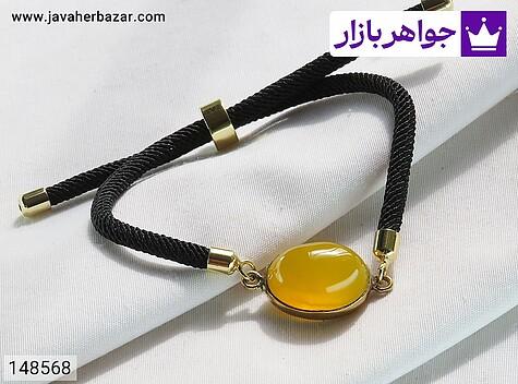 دستبند عقیق حکاکی شرف الشمس باقاب طلاروس بسیار زیبا و شیک - 148568