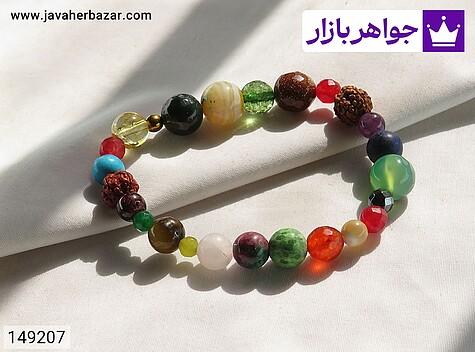 دستبند سنگی فیروزه سنتاتیک و دلربا و آمتیست و حدید صینی و سیترین زنانه - 149207