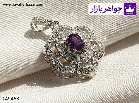 مدال آمتیست زنانه مدال نقره آمتیست طرح گلناز زنانه - 149453