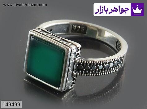 انگشتر عقیق سبز مردانه انگشتر نقره عقیق سبز خوشرنگ مردانه میکروستینگ - 149499