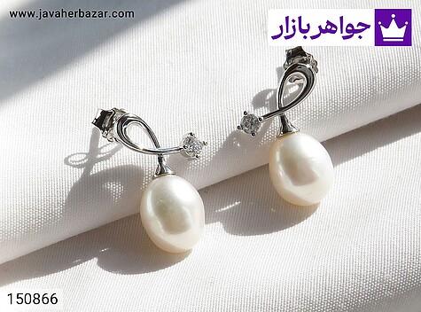 گوشواره مروارید زنانه گوشواره نقره مروارید شیک زنانه - 150866