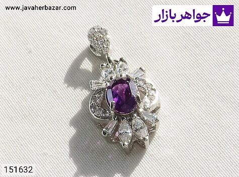 مدال آمتیست زنانه مدال نقره آمتیست طرح گلناز زنانه - 151632