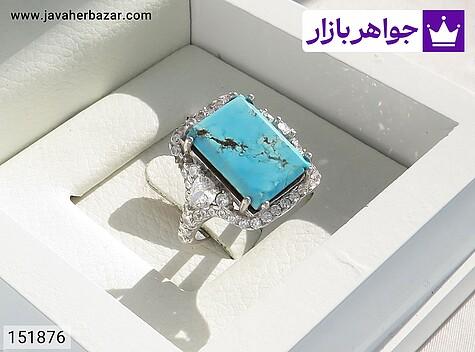 انگشتر فیروزه نیشابوری زنانه انگشتر نقره فیروزه نیشابوری طرح سحر زنانه - 151876