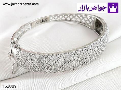 دستبند نقره زنانه دستبند نقره النگو یی جواهری شیک زنانه - 152009