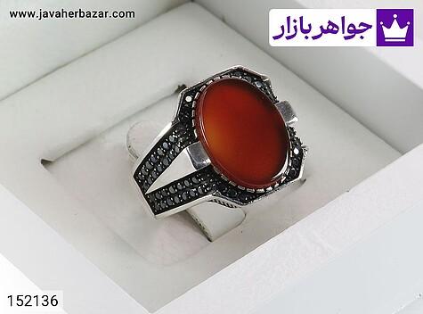 انگشتر نقره عقیق قرمز خوشرنگ مردانه میکروستینگ - 152136