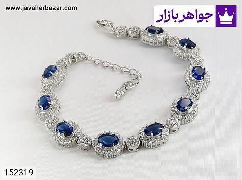 دستبند یاقوت آبی زنانه دستبند نقره یاقوت سنتاتیک زنانه - 152319
