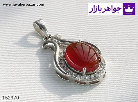 گردنبند عقیق سرخ قرمز زنانه مدال نقره عقیق یمنی جذاب زنانه - 152370