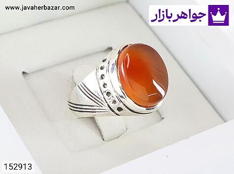 انگشتر عقیق یمنی نارنجی مردانه انگشتر عقیق یمنی نارنجی جذاب مردانه دست ساز - 152913