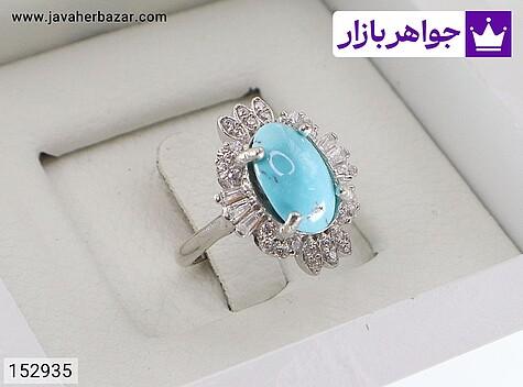 انگشتر نقره فیروزه نیشابوری طرح گلناز زنانه - 152935