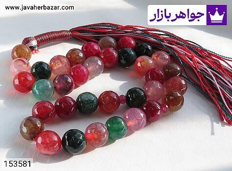 تسبیح عقیق قرمز 33 دانه تسبیح سنگ عقیق دراگون تراش دار زیبا 33 دانه - 153581