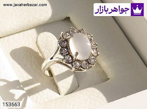 انگشتر نقره عقیق یمنی کبود زنانه - 153663