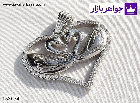 مدال نقره زنانه گردنبند نقره طرح قو زنانه - 153674