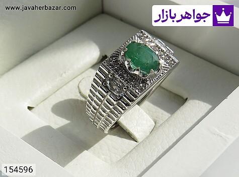 انگشتر زمرد زامبیا مردانه انگشتر نقره زمرد زامبیا با شکوه مردانه - 154596